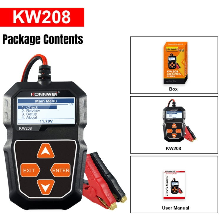 KONNWEI KW208 Probador De Batería Pantalla TFT Color