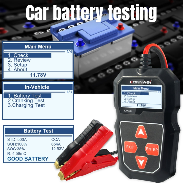 KONNWEI KW208 Probador De Batería Pantalla TFT Color