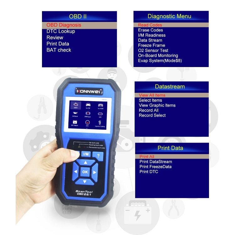 KONNWEI KW450 Probador De Batería Con TFT 2,8 Color Azul