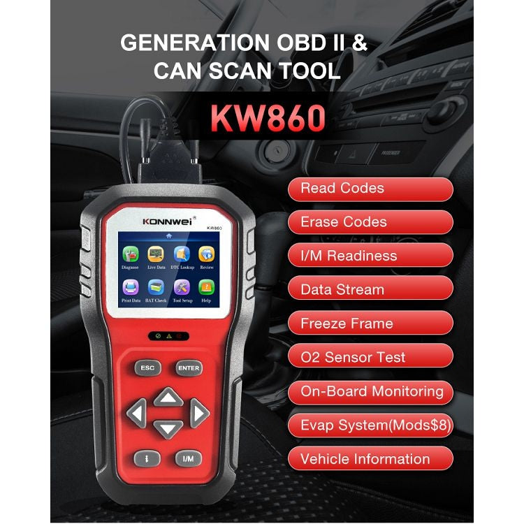 KONNWEI KW860 Probador De Batería Para Coche Pantalla 2,8