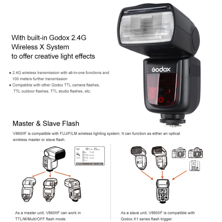 Godox V860IIF Flash Inalámbrico HSS 1/8000s Fujifilm