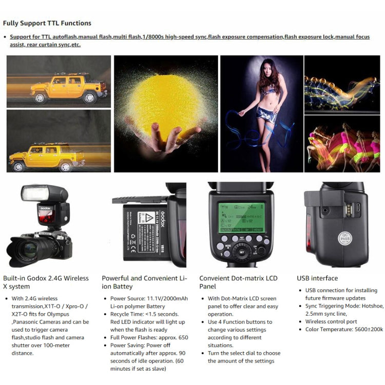 Godox V860IIO Flash Olympus DSLR TTL Luz Relleno Profesional