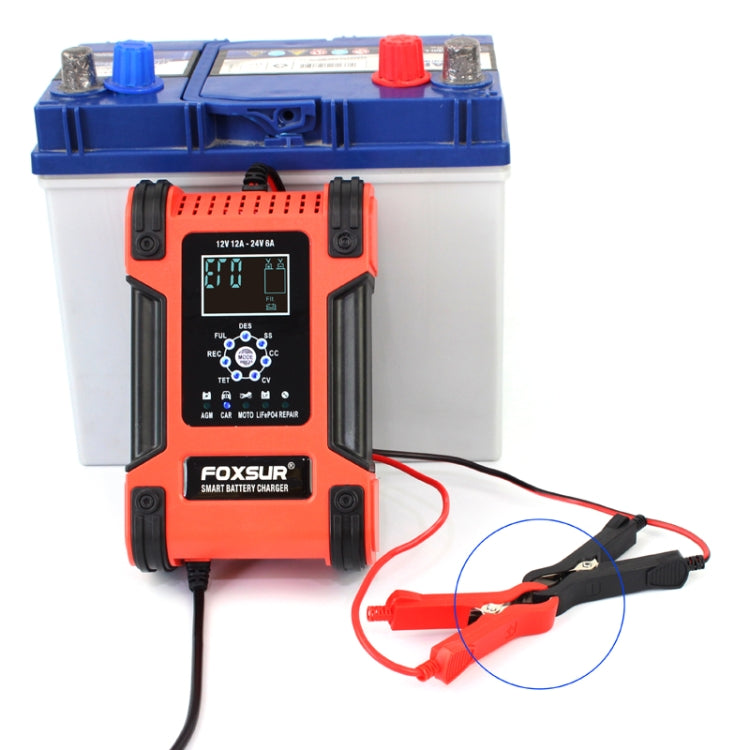 FOXSUR 12A 12V/24V Cargador AGM Automático Para Coche Y Moto