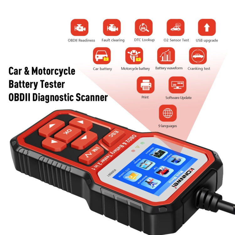 KONNWEI KW681 Diagnóstico OBD Con Pantalla TFT 2,4 Pulgadas