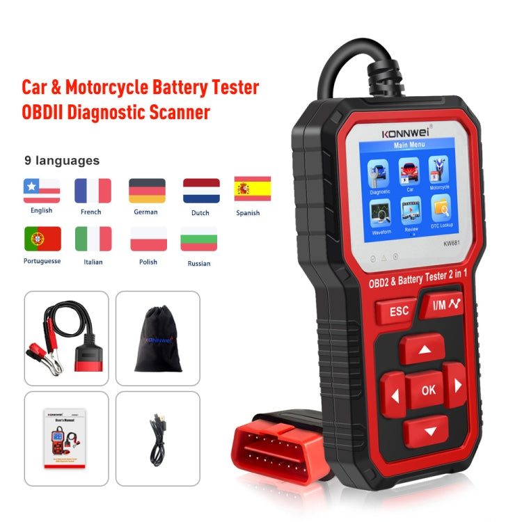 KONNWEI KW681 Diagnóstico OBD Con Pantalla TFT 2,4 Pulgadas
