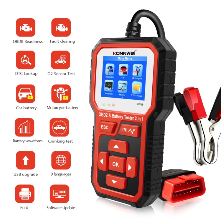 KONNWEI KW681 Diagnóstico OBD Con Pantalla TFT 2,4 Pulgadas