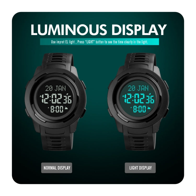 SKMEI 1729 Reloj Digital Led Multifunción Calendario Qibla Compacto
