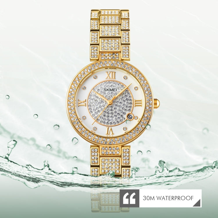 SKMEI 1739 Reloj Diamante Numeros Romanos Cuarzo Resistencia 30m