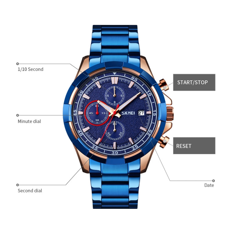 SKMEI 9192 Reloj De Hombre Acero Inoxidable Luminoso