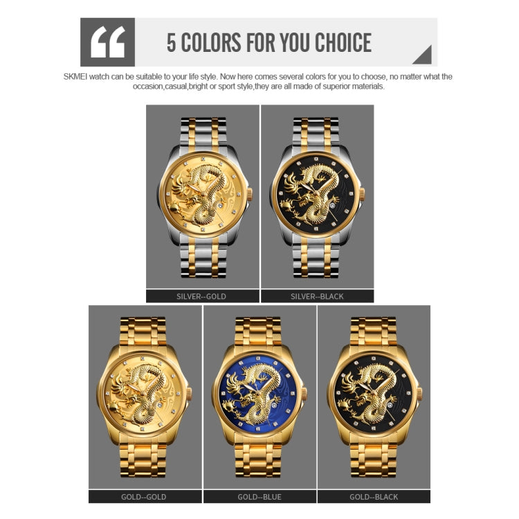SKMEI 9193 Reloj Cuarzo Luminoso Calendario Dragón