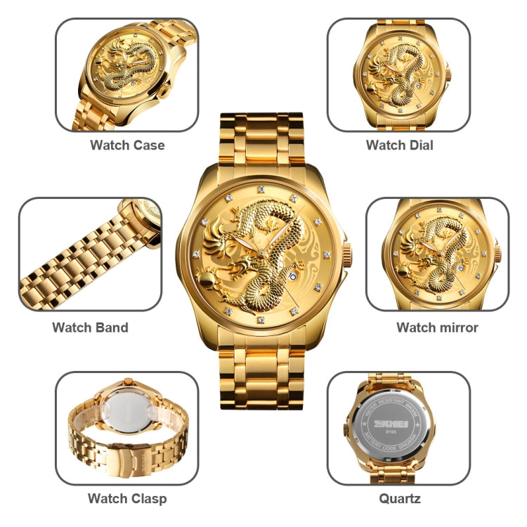 SKMEI 9193 Reloj Cuarzo Luminoso Calendario Dragón