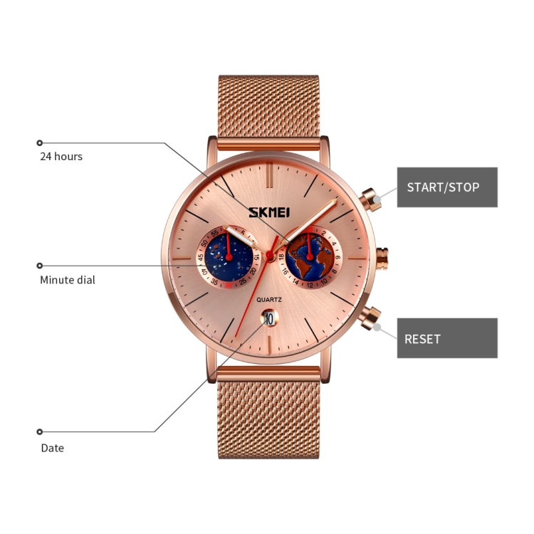 SKMEI 9231 Reloj Cuarzo Cronómetro Acero Inoxidable