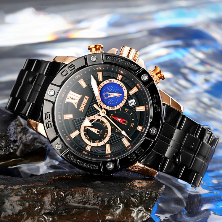 SKMEI 9235 Reloj Cronómetro Lunar Acero Inoxidable 30m