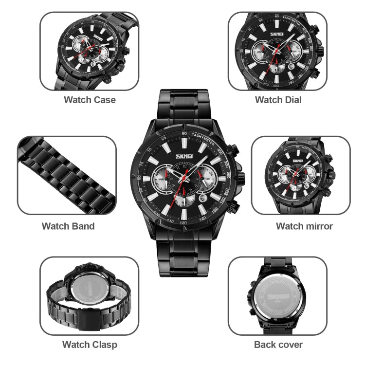 SKMEI 9241 Reloj Cronómetro Calendario Correa Acero