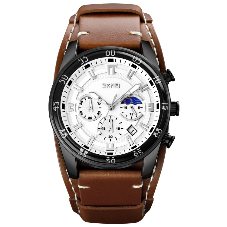 SKMEI 9249 Reloj Fase Lunar Correa Cuero Cuarzo Hombre