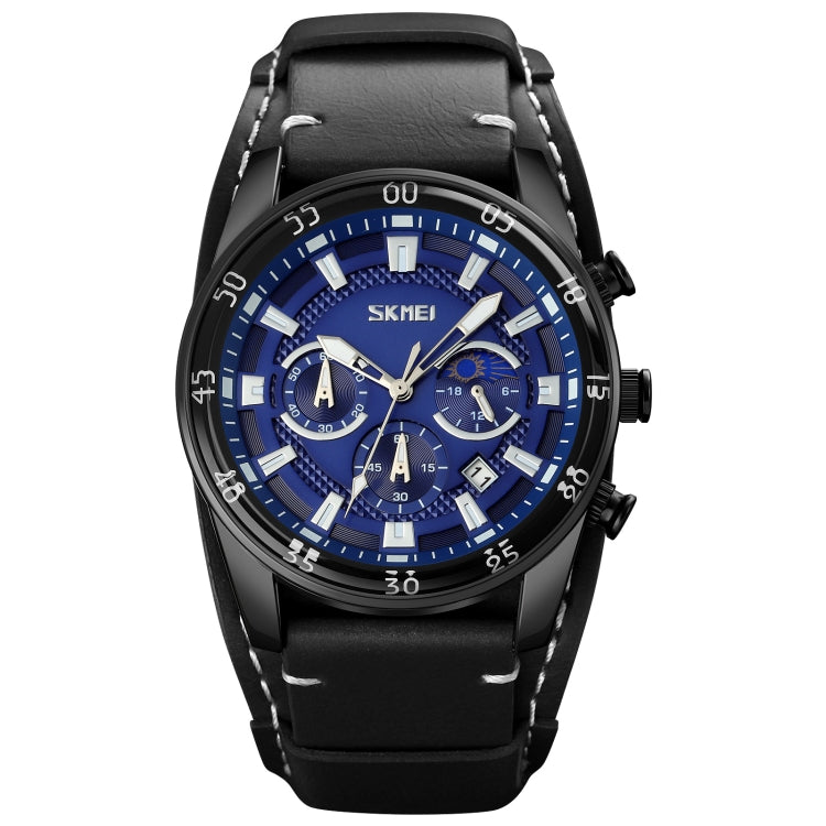 SKMEI 9249 Reloj Fase Lunar Correa Cuero Cuarzo Hombre