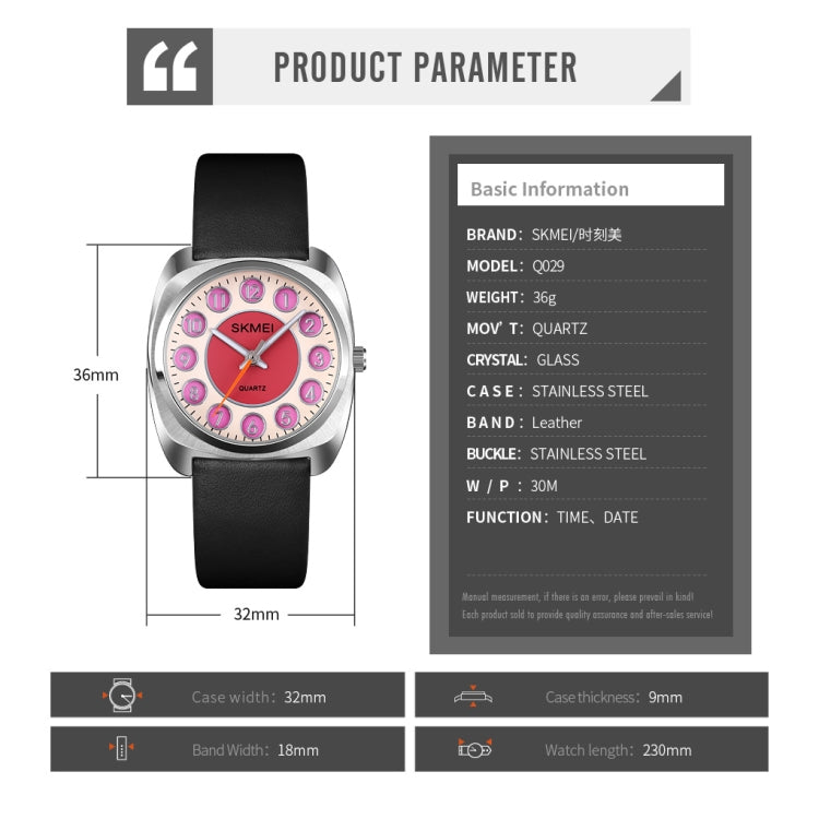SKMEI Q029 Reloj Mujer Correa Cuero Elegante Diseño