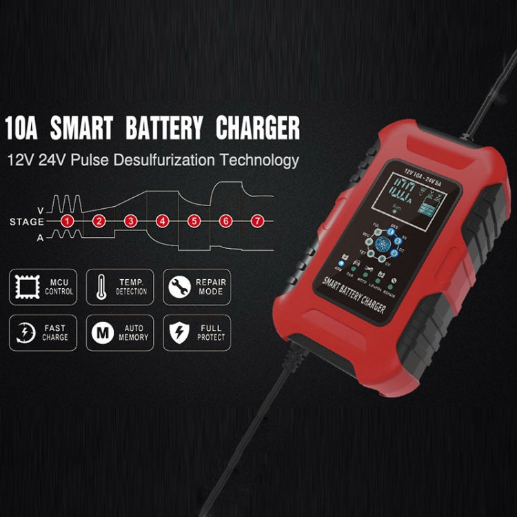FOXSUR 10A 12V Cargador Batería Inteligente 7 Etapas