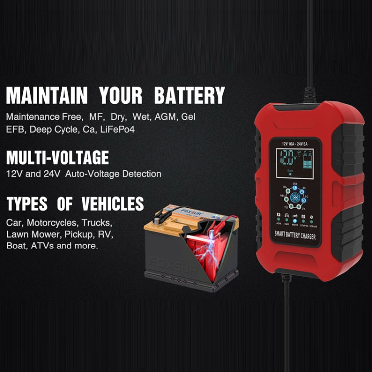 FOXSUR 10A 12V Cargador Batería Inteligente 7 Etapas