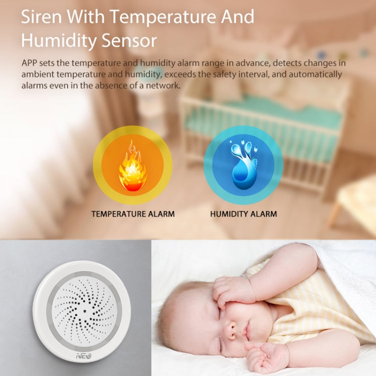 NEO NAS-AB02WT Alarma de Sirena USB WiFi Sensor Temperatura para Hogar