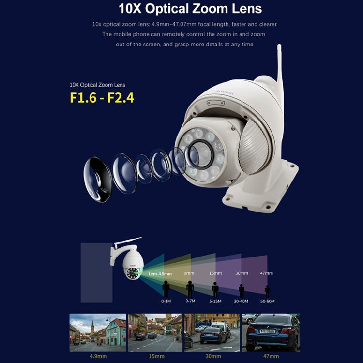 Sricam SP008C Cámara CCTV IP66 WiFi 5MP 10x Zoom Exterior