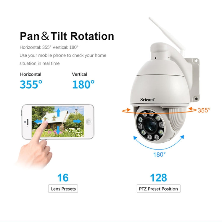 Sricam SP008C Cámara CCTV IP66 WiFi 5MP 10x Zoom Exterior