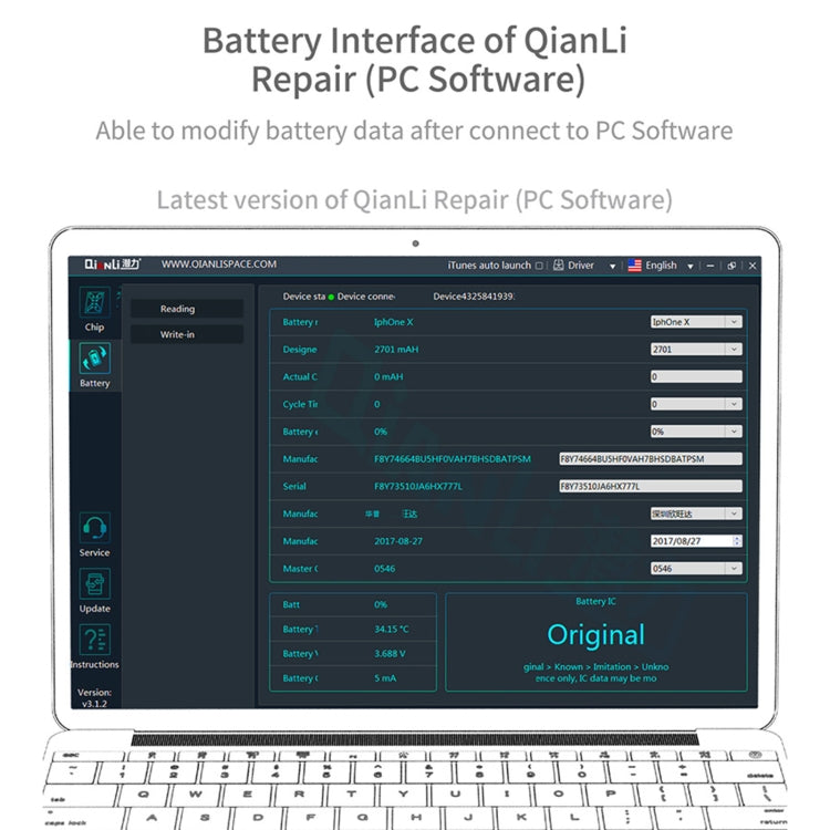 Qianli iCopy Plus 2.2 Programador Detección De Batería
