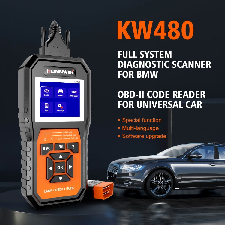 KONNWEI KW 480 OBD2 Diagnóstico Vehicular Pantalla 2.8