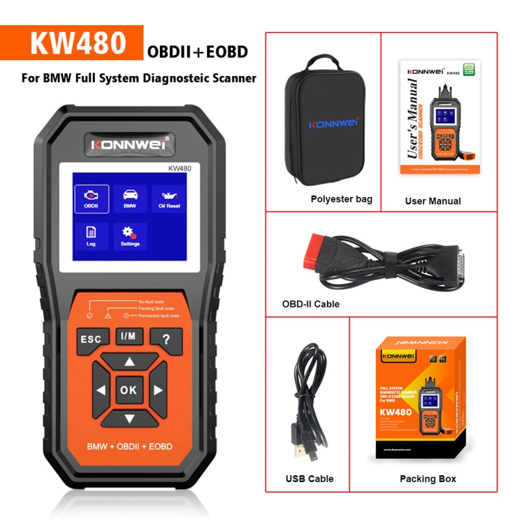 KONNWEI KW 480 OBD2 Diagnóstico Vehicular Pantalla 2.8