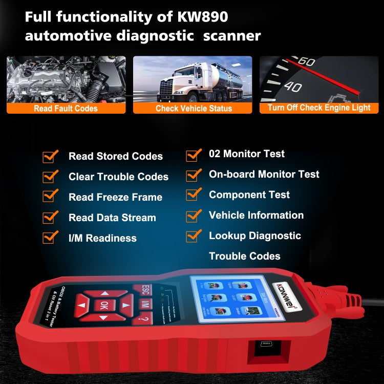 KONNWEI KW 890 2 En 1 OBD2 Detector OBD1 Y OBD2 Compacto
