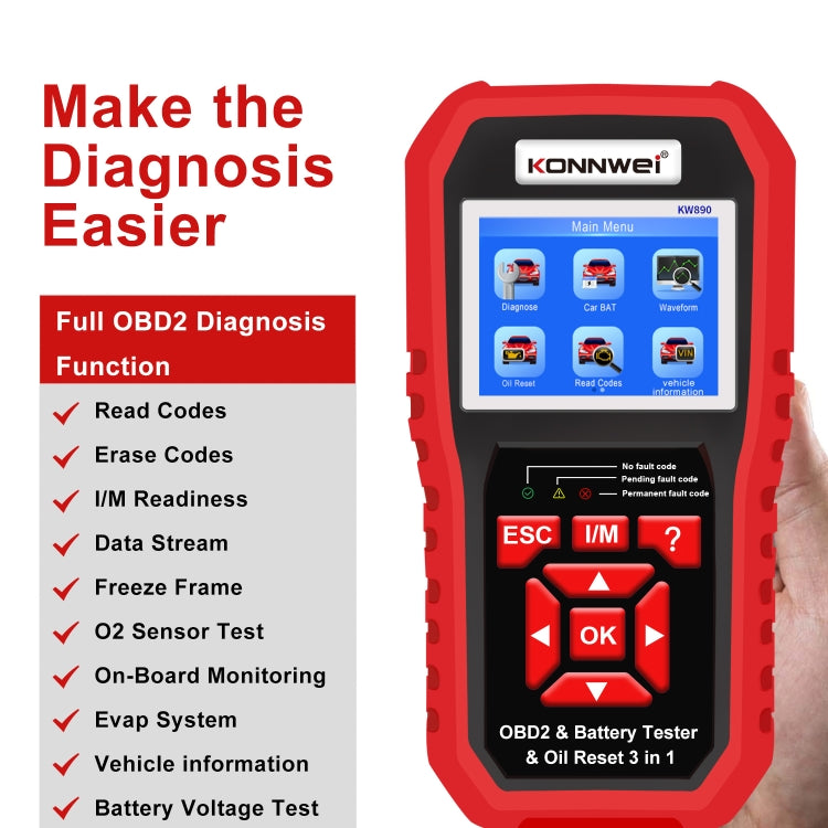 KONNWEI KW 890 2 En 1 OBD2 Detector OBD1 Y OBD2 Compacto