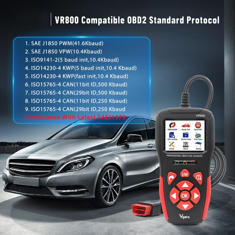 Vgate VR800 OBD2 Escáner Diagnóstico Lectura de Datos En Vivo