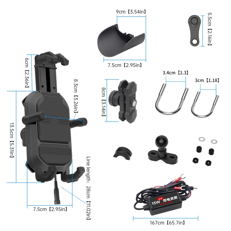 WUPP CS-1848B2 Soporte de Teléfono para Motocicleta 15W