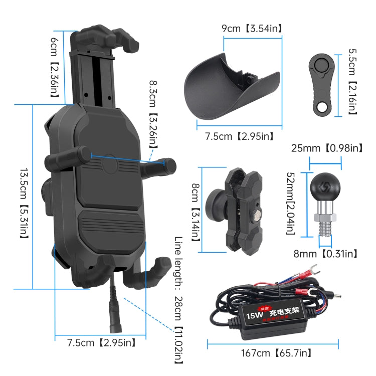 WUPP ZH-1848B1 Soporte Teléfono Moto Navegación Carga 15W