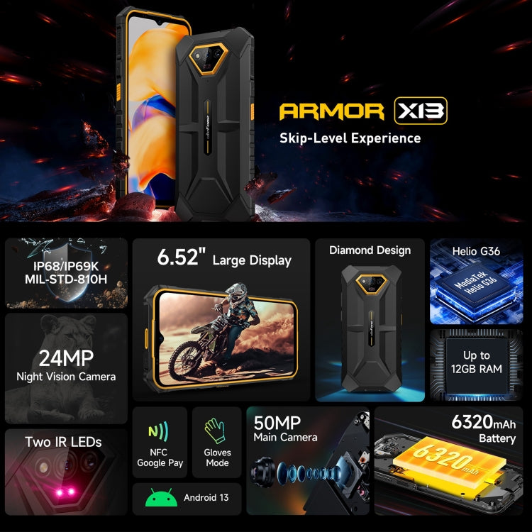 Ulefone Armor X13 Teléfono 6GB64GB 4G IP68 Resistente by Ulefone