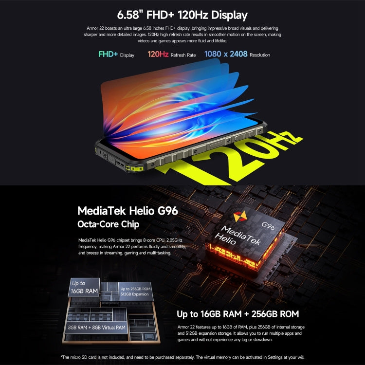 Ulefone Armor 22 Teléfono Resistente IP68 8GB+128GB NFC 4G by Ulefone