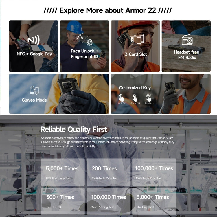 Ulefone Armor 22 Teléfono Resistente IP68 8GB+128GB NFC 4G by Ulefone