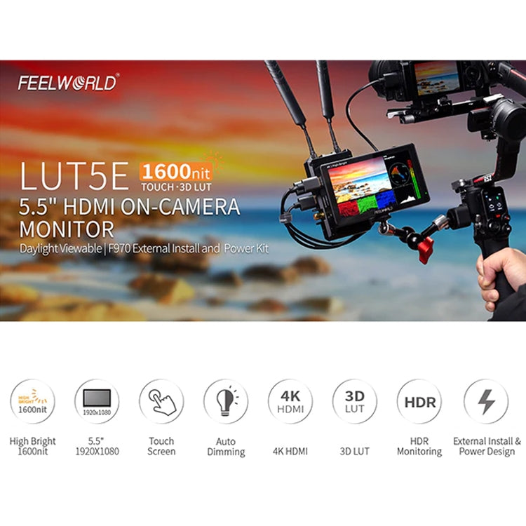 FEELWORLD LUT5E Monitor De Campo 5,5 1600nit Tactil