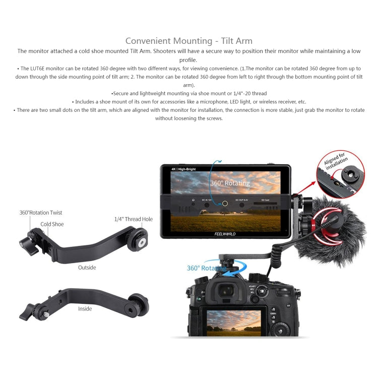 FEELWORLD LUT6E Monitor de campo 6 pulgadas Pantalla táctil