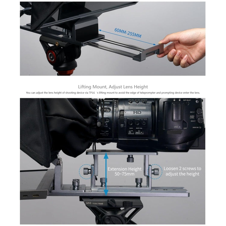FEELWORLD TP16 Teleprompter Folding Con Bluetooth Remoto Para Tableta 16Pulgadas