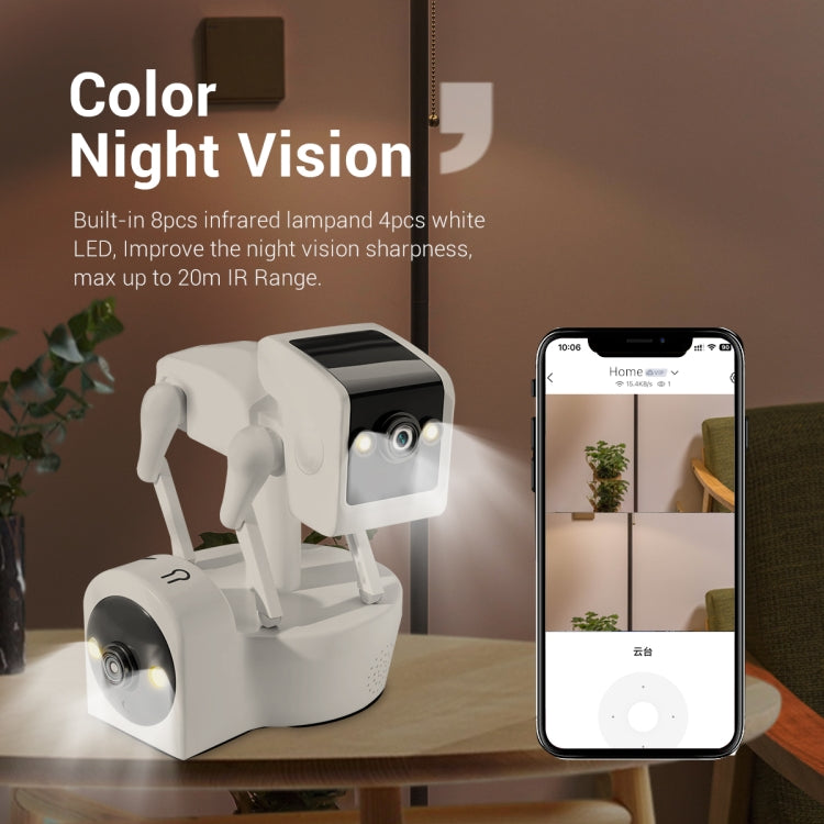 ESCAM PT212 4MP Cámara WiFi Perro Robot Doble Lente