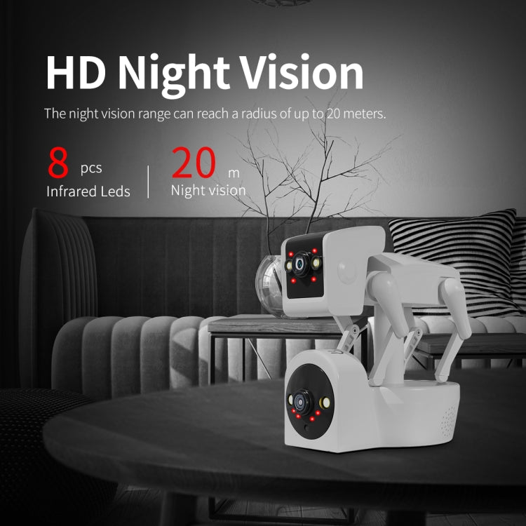 ESCAM PT212 4MP Cámara WiFi Perro Robot Doble Lente