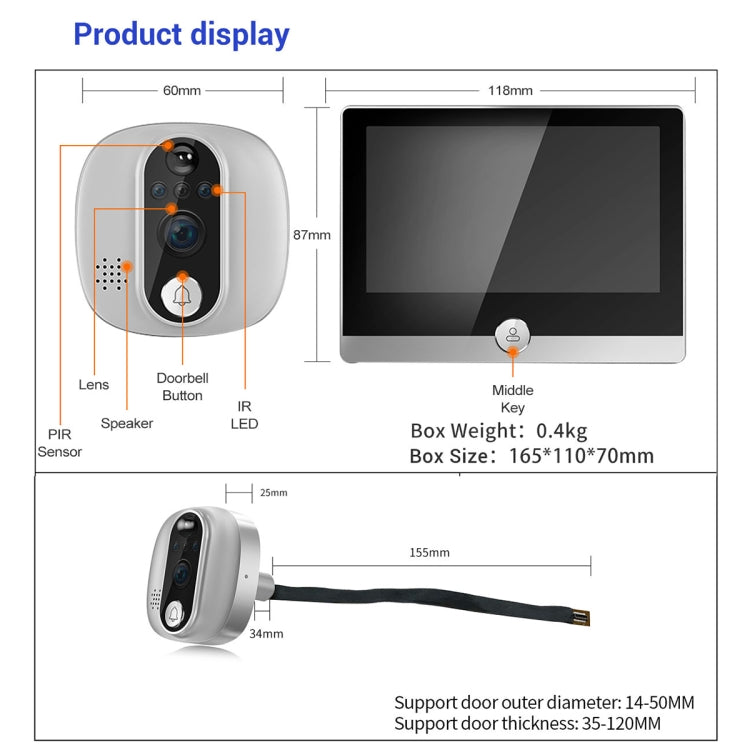 ESCAM C85 Visor Puerta Inteligente 4,3 Pulgadas WiFi
