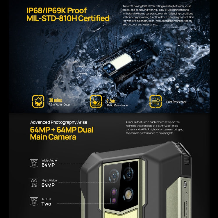 Ulefone Armor 24 Smartphone 4G 12GB+256GB Batería 22000mAh by Ulefone