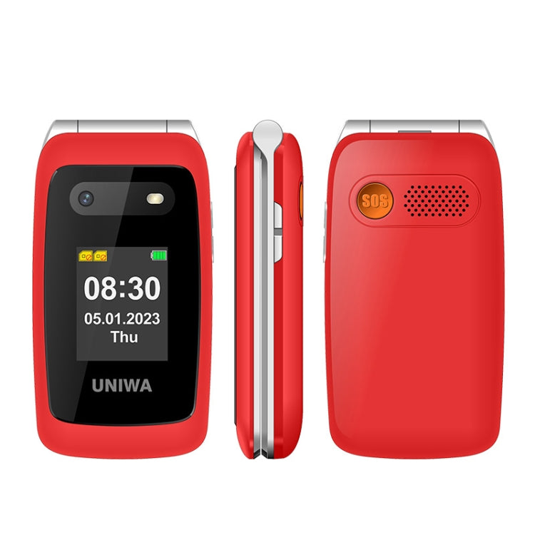Teléfono UNIWA V202T 4G Flip Style, 2,4 pulgadas Unisoc T107 Cat.1, SOS, FM, tarjetas SIM duales, 21 teclas