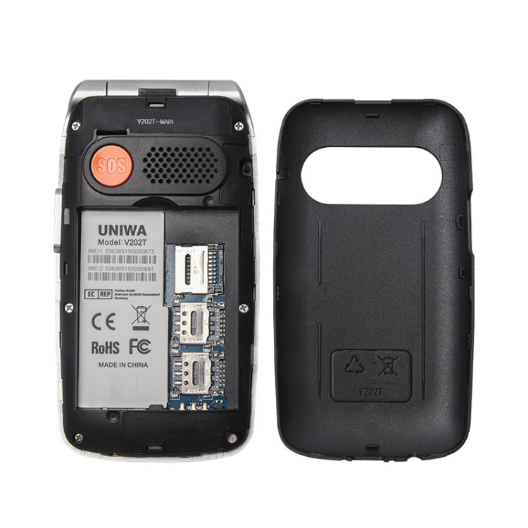 Teléfono UNIWA V202T 4G Flip Style, 2,4 pulgadas Unisoc T107 Cat.1, SOS, FM, tarjetas SIM duales, 21 teclas