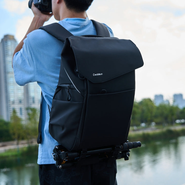 Cwatcun D89 Mochila Para Cámara Cuero Impermeable Portátil 15.6