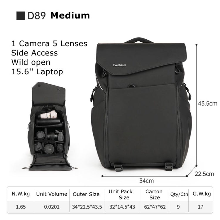 Cwatcun D89 Mochila Para Cámara Cuero Impermeable Portátil 15.6