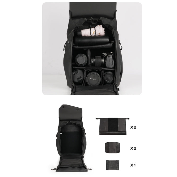 Cwatcun D89 Mochila Para Cámara Cuero Impermeable Portátil 15.6