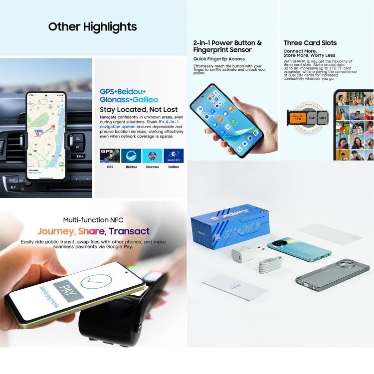 Blackview SHARK 8 Teléfono Inteligente Helio G99 8GB+256GB Android 13 4G by Blackview